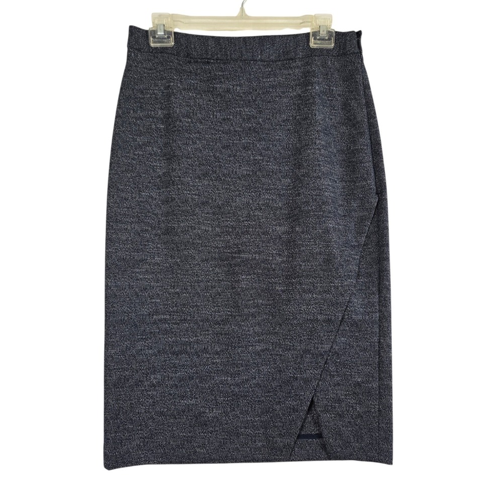 Banana Republic Side Slit Pencil Skirt Womens 4 Navy Blue White Knee Length
